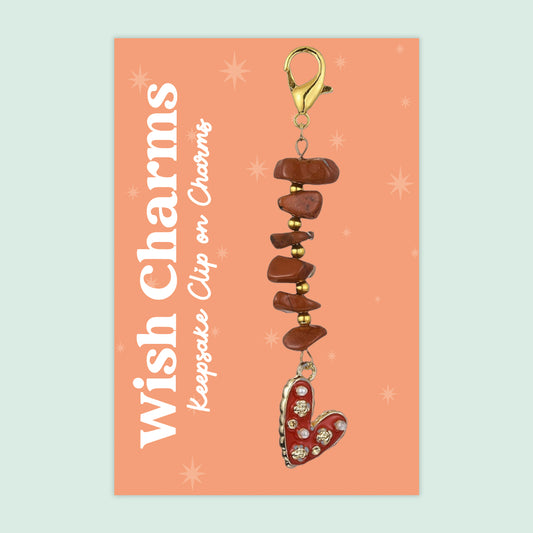 Heart - Wish Charms - Keepsake Clip on Charm with Gemstones - WCC004