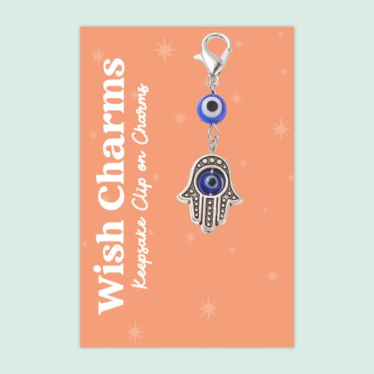 Hamsa, Lucky Eye - Wish Charms - Keepsake Clip on Charm - WCC006