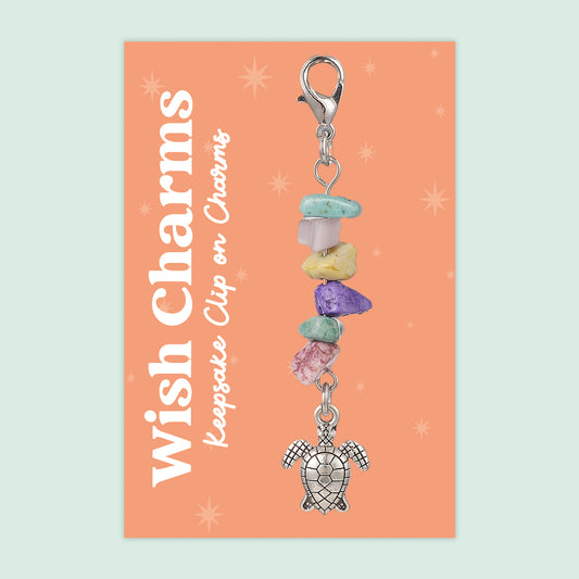 Turtle - Wish Charms - Keepsake Clip on Charm with Gemstones - WCC007