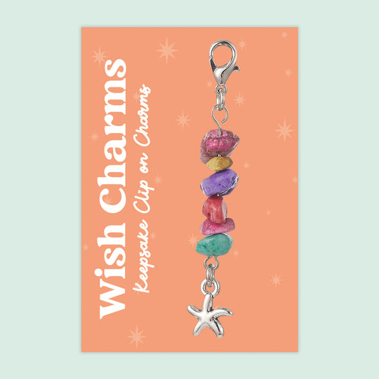 Starfish - Wish Charms - Keepsake Clip on Charm with Gemstones - WCC008