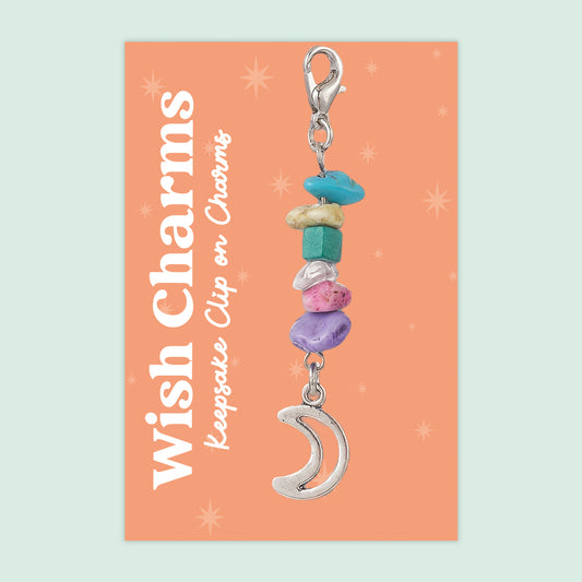 Moon - Wish Charms - Keepsake Clip on Charm with Gemstones - WCC012