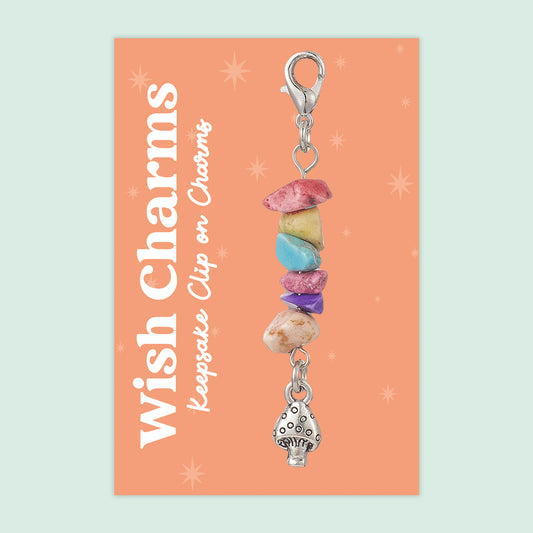 Fairy Toadstool - Wish Charms - Keepsake Clip on Charm with Gemstones - WCC013