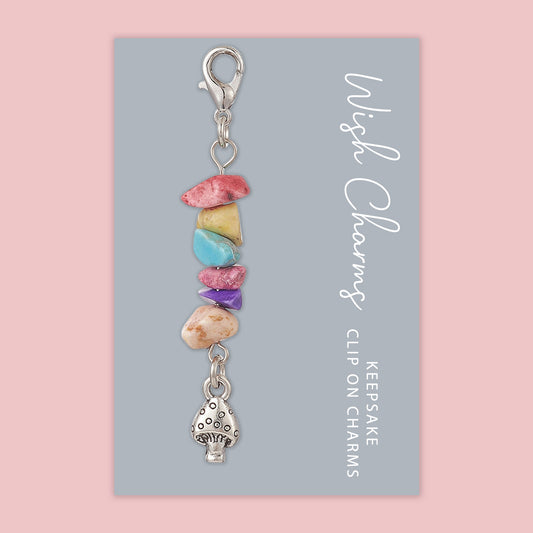 Fairy Toadstool - Wish Charms - Keepsake Clip on Charm with Gemstones - WCC013