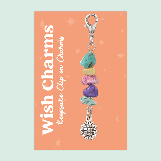 Sunflower - Wish Charms - Keepsake Clip on Charm with Gemstones - WCC014