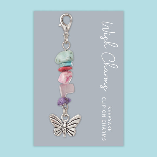 Butterfly - Wish Charms - Keepsake Clip on Charm with Gemstones - WCC015