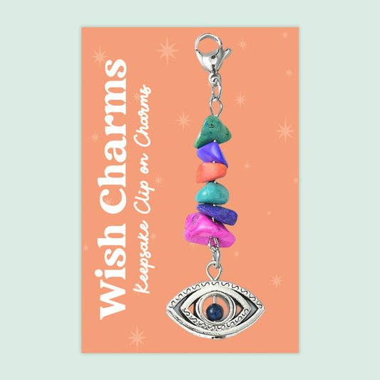 Lucky Eye - Wish Charms - Keepsake Clip on Charm with Gemstones - WCC016