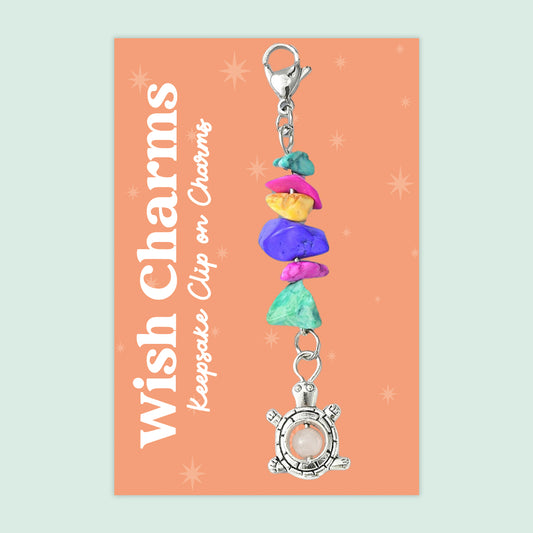 Turtle - Wish Charms - Keepsake Clip on Charm with Gemstones - WCC019