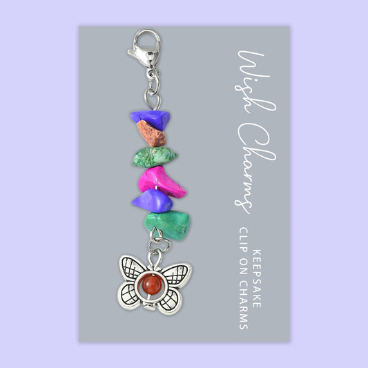 Butterfly - Wish Charms - Keepsake Clip on Charm with Gemstones - WCC020