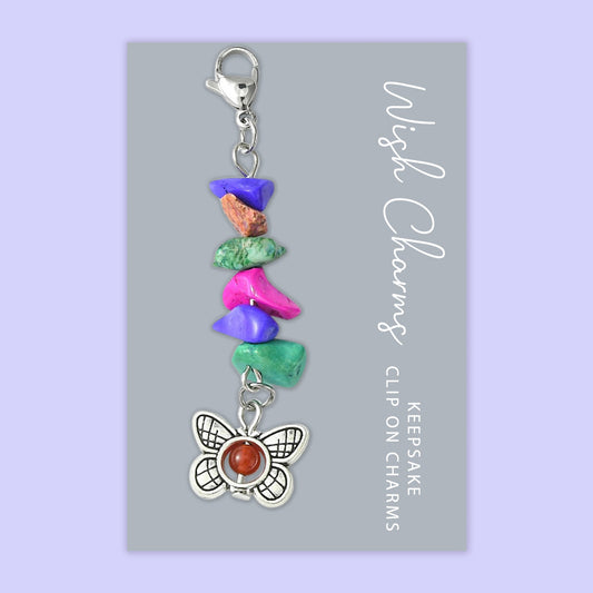 Butterfly - Wish Charms - Keepsake Clip on Charm with Gemstones - WCC019