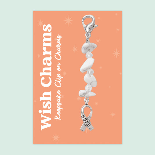Hope Ribbon - Wish Charms - Keepsake Clip on Charm with Gemstones - WCC022