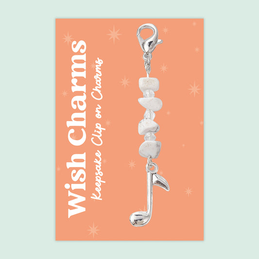 Music Note - Wish Charms - Keepsake Clip on Charm with Gemstones - WCC023
