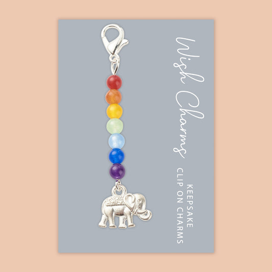 Elephant, Chakra - Wish Charms - Keepsake Clip on Charm with Gemstones - WCC027