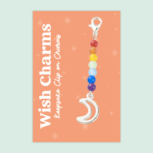 Moon, Chakra - Wish Charms - Keepsake Clip on Charm with Gemstones - WCC029