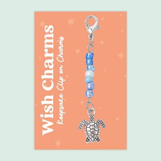 Turtle - Wish Charms - Keepsake Clip on Charm with Glass Beads - WCC033