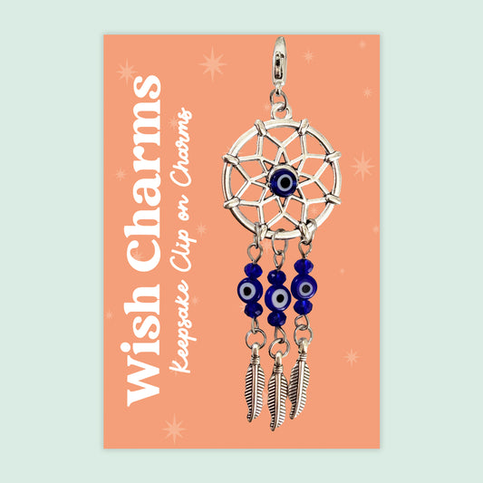 Dream Catcher - Wish Charms - Keepsake Clip on Charm with Glass Beads - WCC037