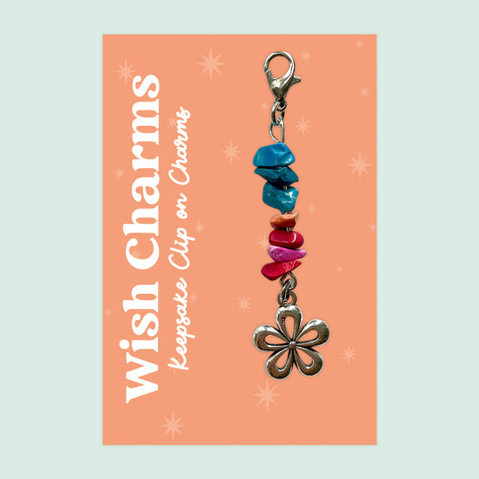 Flower - Wish Charms - Keepsake Clip on Charm with Glass Beads - WCC042