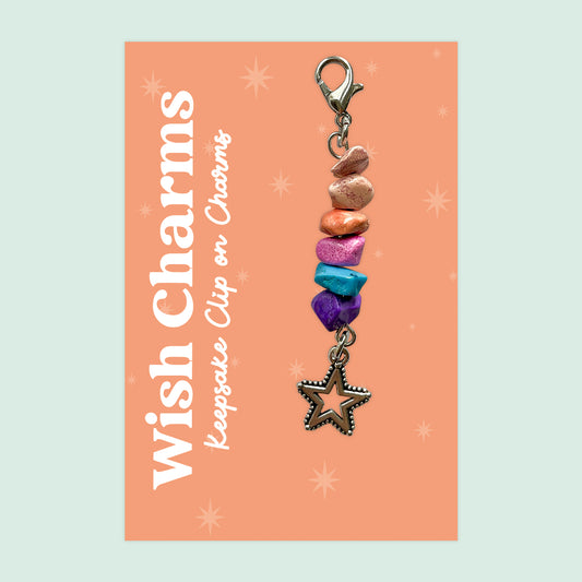 Star - Wish Charms - Keepsake Clip on Charm with Glass Beads - WCC043