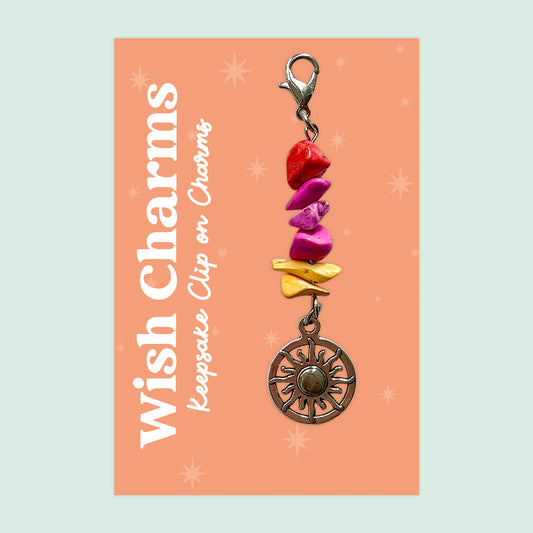 Sun - Wish Charms - Keepsake Clip on Charm with Glass Beads - WCC044