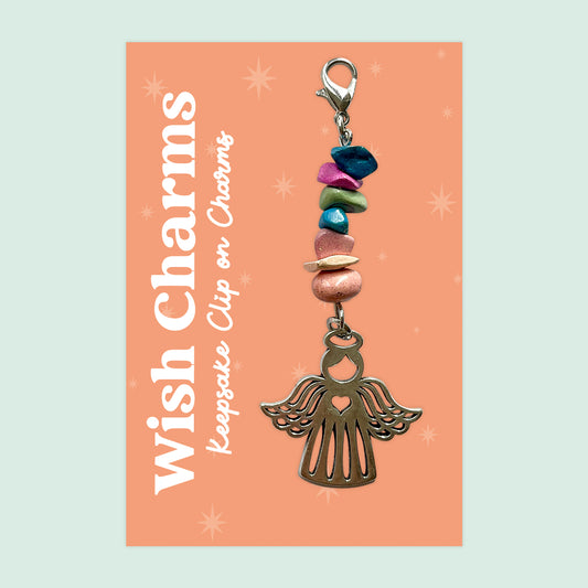 Angel - Wish Charms - Keepsake Clip on Charm with Glass Beads - WCC045