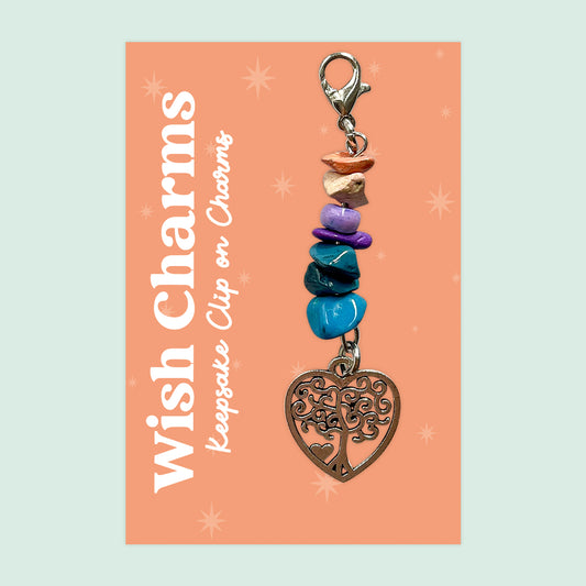 Family Tree - Wish Charms - Keepsake Clip on Charm with Glass Beads - WCC046