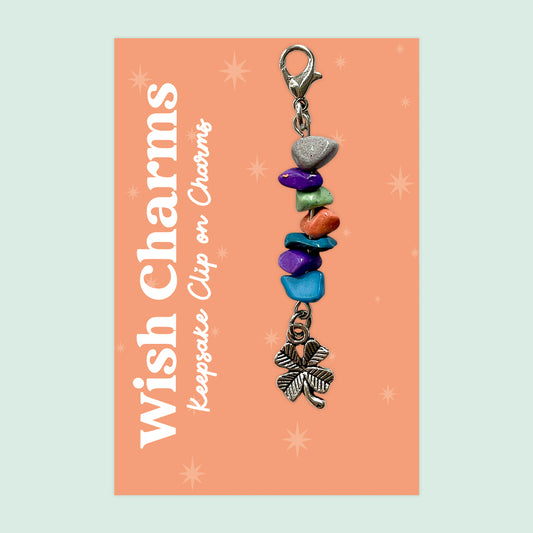 Lucky Clover - Wish Charms - Keepsake Clip on Charm with Glass Beads - WCC047