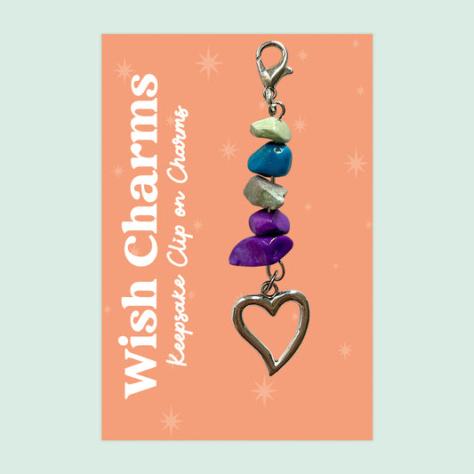 Heart - Wish Charms - Keepsake Clip on Charm with Glass Beads - WCC048