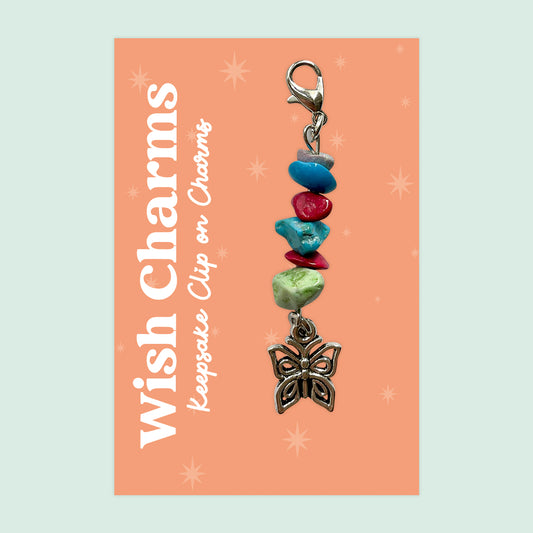 Butterfly - Wish Charms - Keepsake Clip on Charm with Glass Beads - WCC049
