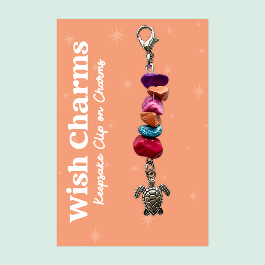 Turtle - Wish Charms - Keepsake Clip on Charm with Glass Beads - WCC050