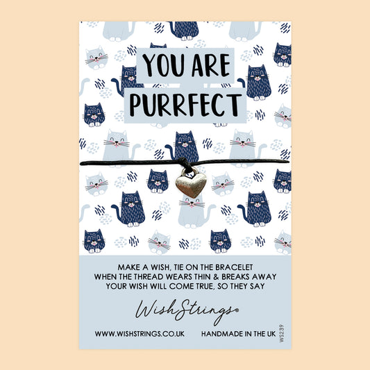 You Are Purrfect, Cat pattern - WishStrings Wish Bracelet - WS239♥