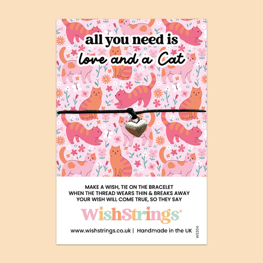 All You Need is Love and a Cat - WishStrings Wish Bracelet - WS304♥