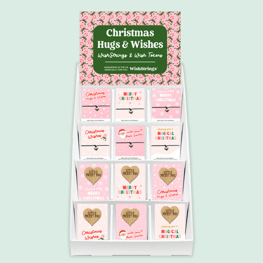 Pink Christmas WishStrings & Pocket Hugs - Pre-filled Counter Display Stand