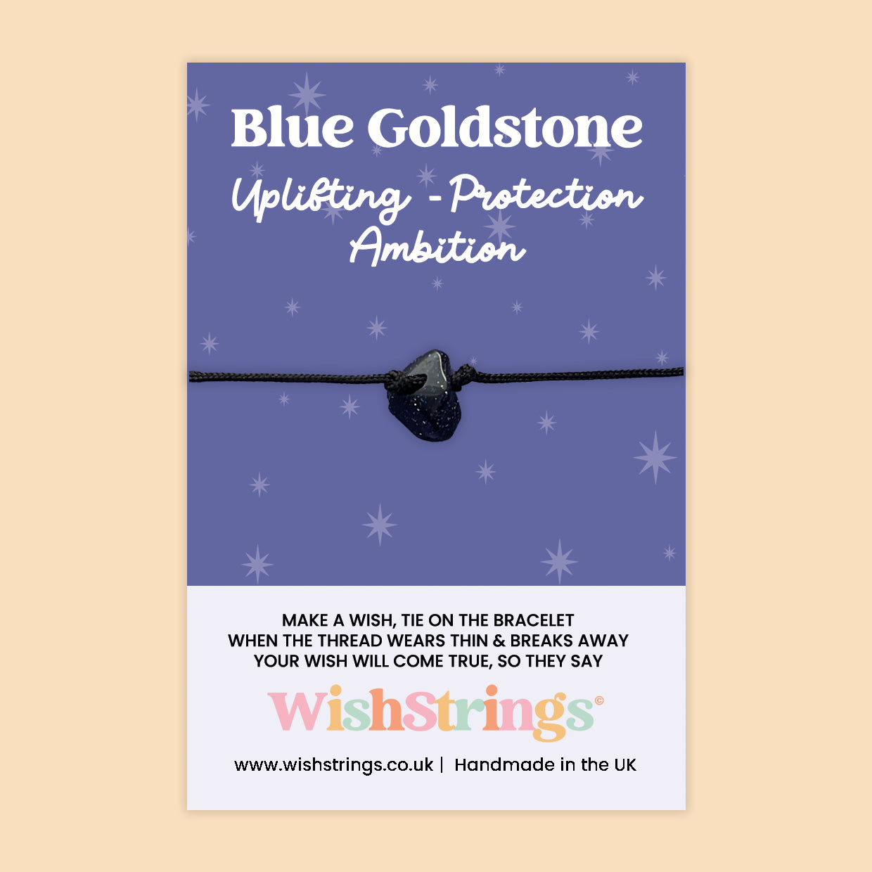 Blue Goldstone - Gemstone Chip WishStrings Wish Bracelet - GS021