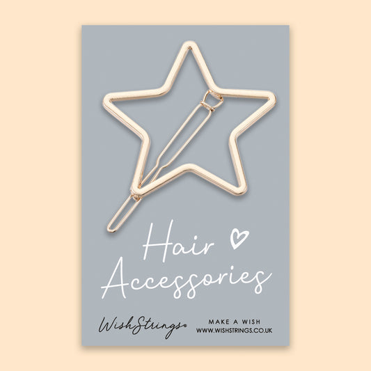 GOLD STAR SHAPE, METAL HAIR CLIP - HA001