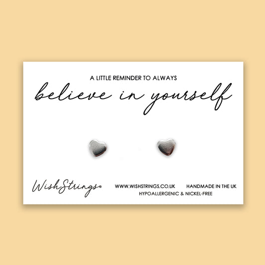 BELIEVE IN YOURSELF - Heart Stud Earrings | J009