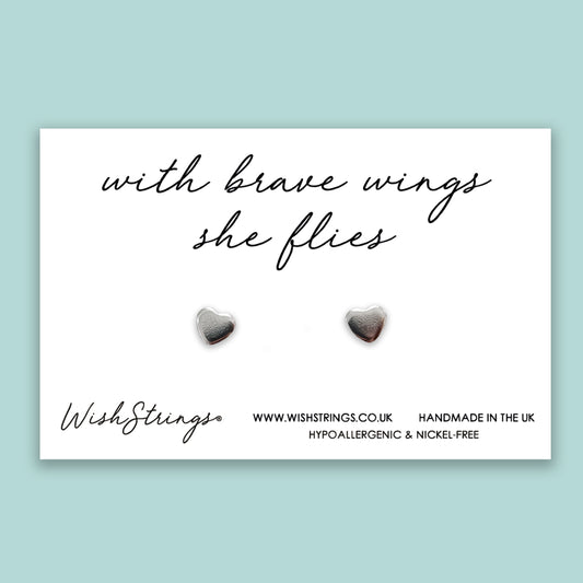 BRAVE WINGS - Heart Stud Earrings | J035