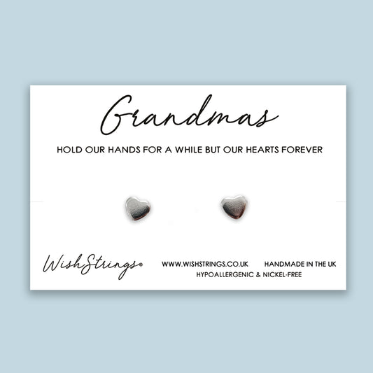 GRANDMAS HOLD OUR HANDS - Heart Stud Earrings | J017