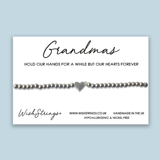 GRANDMA, HOLD HANDS - Heart Beaded Bracelet - J017