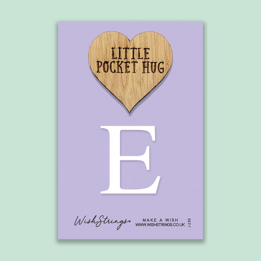 Letter E - Oak Pocket Hug Token | J230
