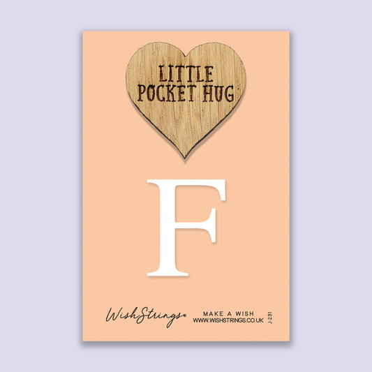 Letter F - Oak Pocket Hug Token | J231