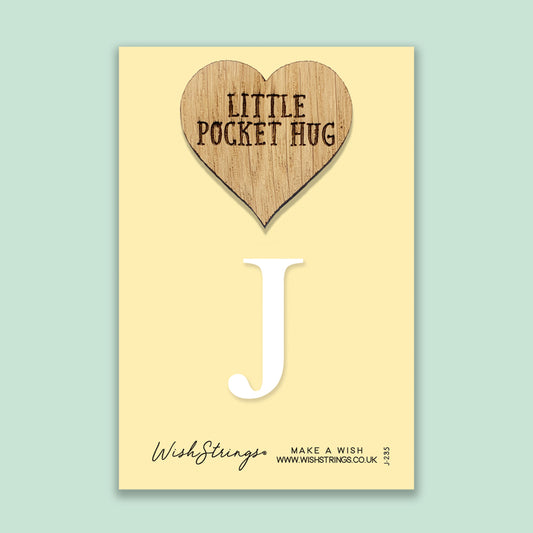 Letter J - Oak Pocket Hug Token | J235