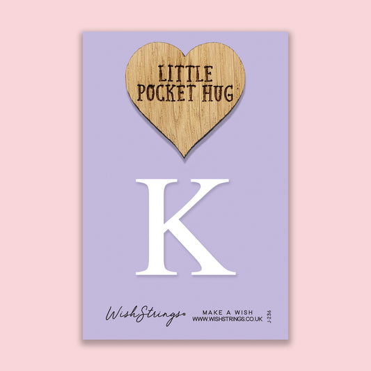 Letter K - Oak Pocket Hug Token | J236