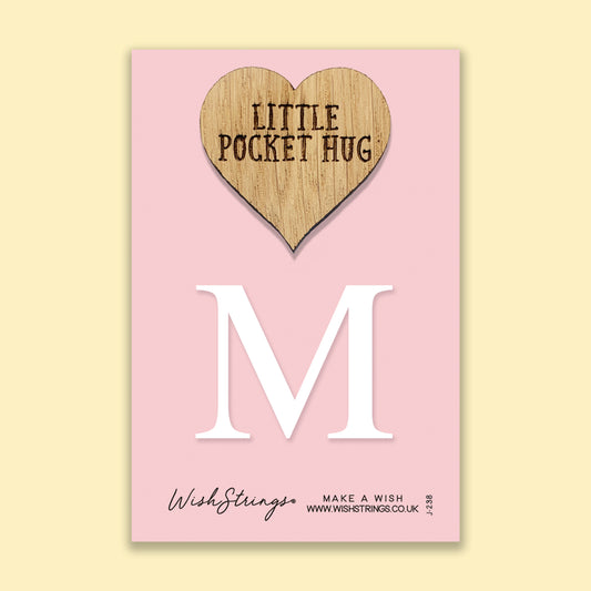 Letter M - Oak Pocket Hug Token | J238