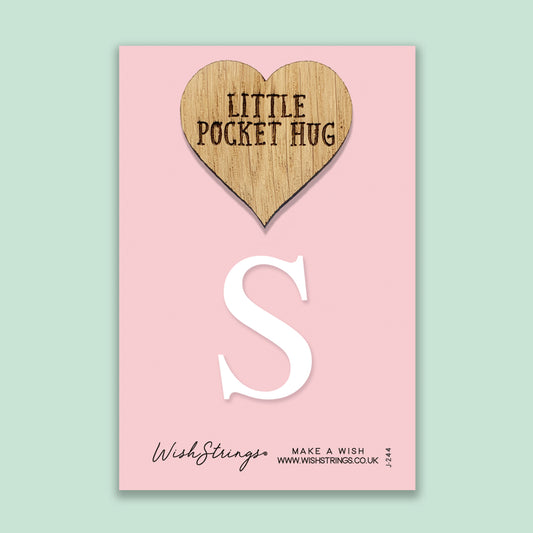Letter S - Oak Pocket Hug Token | J244