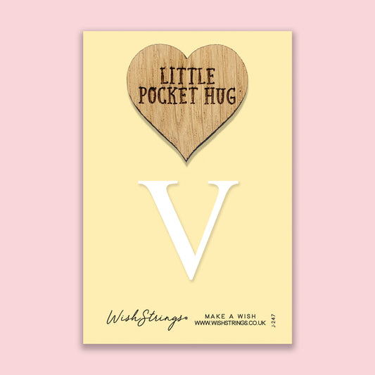 Letter V - Oak Pocket Hug Token | J247