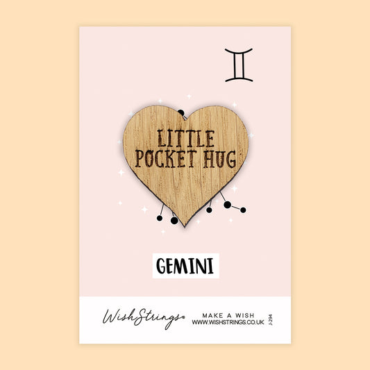 GEMINI, Star Sign - Oak Pocket Hug Token | J294