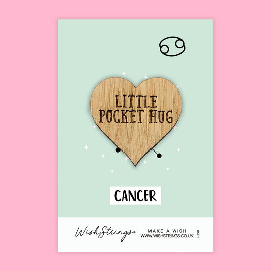 CANCER, Star Sign - Oak Pocket Hug Token | J298