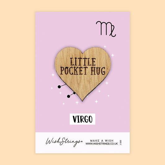 VIRGO, Star Sign - Oak Pocket Hug Token | J300