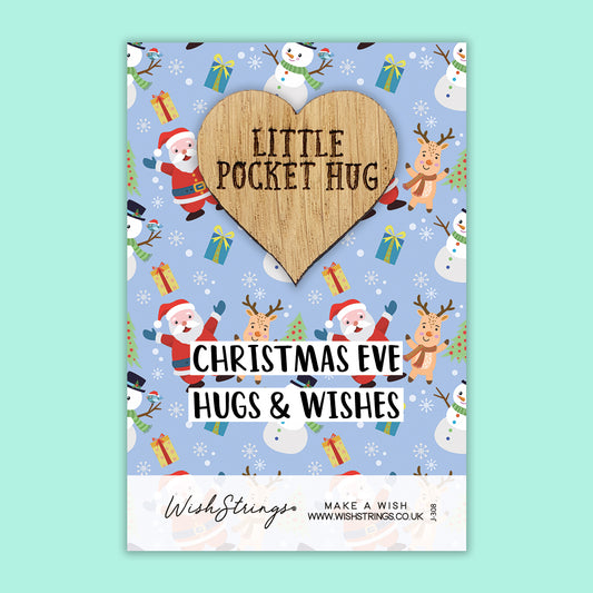 CHRISTMAS EVE HUGS - Oak Pocket Hug Token (J308)