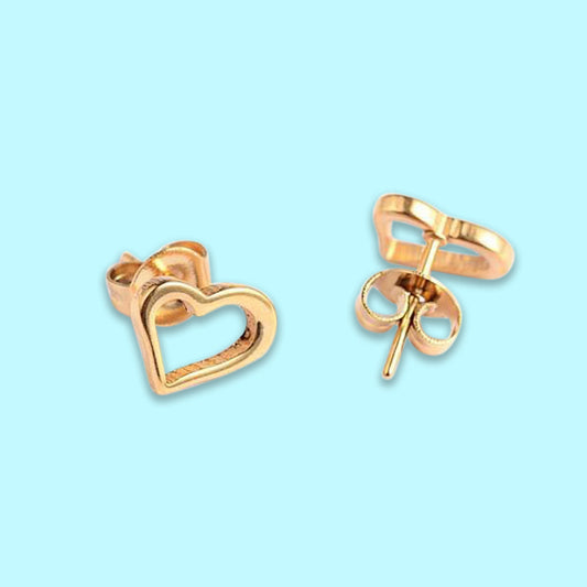 Gold Heart - Stud Earrings (E021)