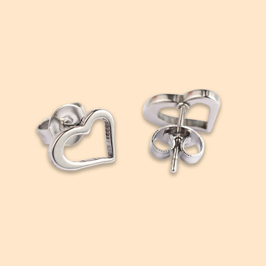 SALE - Silver Open Hearts - Stud Earrings - S081